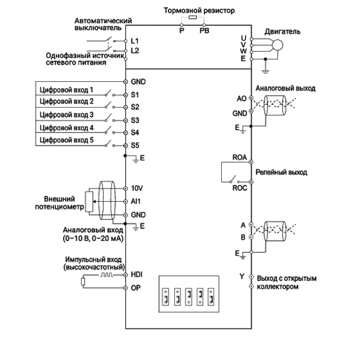 Схема подключения частотного преобразователя серии SDI