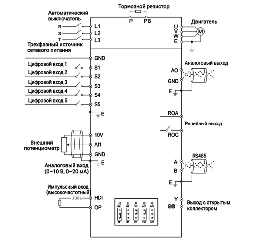 Схема подключения частотного преобразователя серии SDI